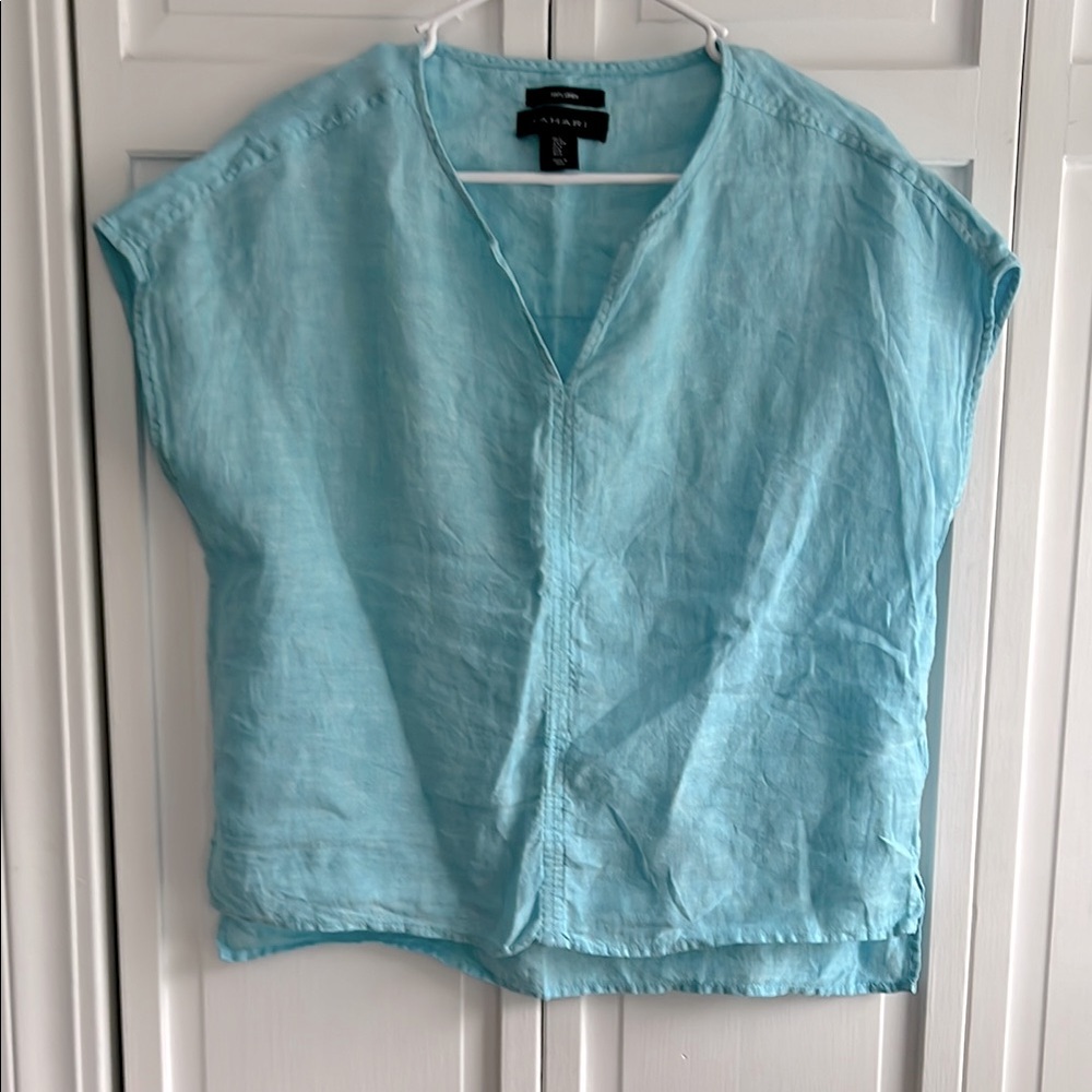 Women’s Aqua Linen Blouse
